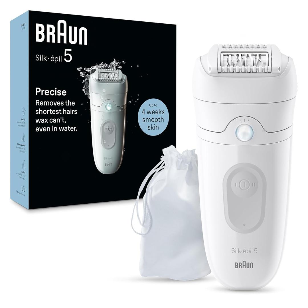 Braun Epilator Silképil 5, Hair Removal Device, Women Shaver & Trimmer, Wet and Dry, Includes Skin Contact Cap, SE5011, Grey
