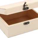 (2-Pack Unfinished Unpainted Wooden Box with Hinged Lid for Crafts DIY Storage Jewelry Plain Pine Box - Small 6.7"x5.1"x3.1"
