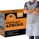 Xpose Safety 300 White Plastic Disposable Aprons for Cooking & more Individually Packaged, Durable 1 Mil Waterproof Polyethylene 24" x 48"