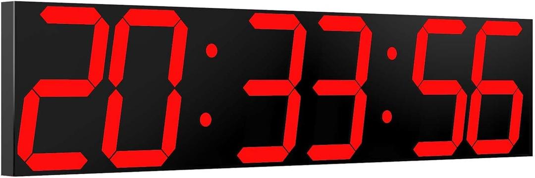 Digital Wall Clock, Oversize Led Digital Clock Large Display with Auto Dimmer, Huge Countdown Timer with Remote Control, 27" Wide Led Display, 6 Digits, Wall Mount, Date and Temperature (Red) Digital Wall Clock, Oversize Led Digital Clock Large Display with Auto Dimmer, Huge Countdown Timer with Remote Control, 27" Wide Led Display, 6 Digits, Wall Mount, Date and Temperature (Red)