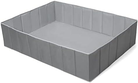 Baby Ball Pit for Toddlers Infant Kids Large Foldable Puppy Dogs Cats Pop Up Corner Ball-Pit Big Collapsible Rectangle Soft Play Tent Indoor Outdoor (Balls no Include) Gray