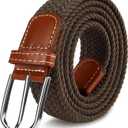 2 x Multicolored Woven Stretch Belt for Men and Women, Braided Elastic Golf Belts Jeans Casual Pants Sport Belt