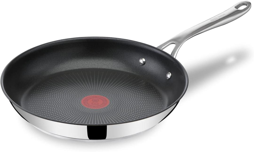 T-Fal x Jamie Oliver Nonstick Coated Stainless Steel Pan 11-Inch, Induction Compatible, Oven Safe up to 500F, Chef's Stainless Steel Skillet, Frying Pan, Silver