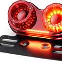 Benlari Upgraded Motorcycle Tail Light, 90LEDs Brake Lights, IP67 Waterproof Turn Signals Running with License Plate Bracket Fit for Street Bike Cruiser Chopper Bobber (Red)