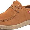 TRULAND Leather Oxford Shoes for Women - Suede Lace Up Moc Toe Low Platform Flat Wallabees Shoes, U.S 7.5