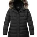 Pefflarge Women’s Plus Size Down Jacket Puffer Coat | Windproof, Waterproof, Detachable Hood, Insulated for Winter Travel, Size 5X