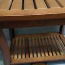 Teak Shower Chair Stool, 24" Shower Bench Seat, Wooden Bathroom Bench with Storage Shelf for Indoor & Outdoor Use