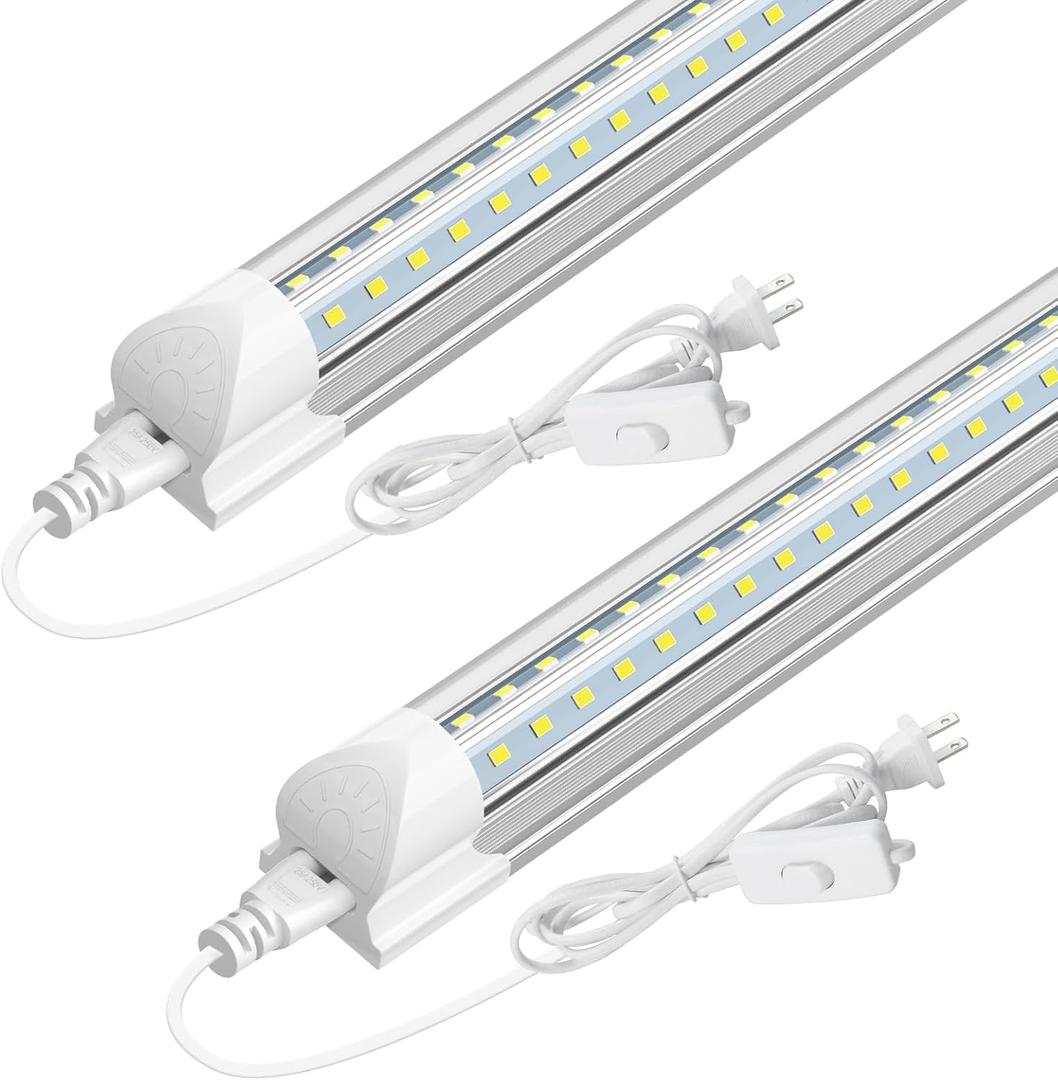 SHOPLED LED Shop Lights 3FT, 34W 4760LM 5000K Daylight White, V Shape Linkable T8 Ceiling Light Fixtures, 3 Foot LED Tube Light for Workshop, Workbench, Basement, ETL Listed, 2 Pack