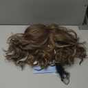 Short Ombre Brown Wavy Wigs Human Hair, Shoulder Length with Blonde Highlights, Breathable Heat Resistant Lightweight for Daily and Party Use (12")