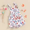 Ayalinggo Fourth Of July Baby Girl Outfit Toddler Ice Cream Jumpsuit Shorts Little Overalls Suspender Kids One Piece