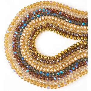 Elecrelive 8 Strands 8mm Faceted Rondelle Crystal Glass Beads Orange Brown Briolette Spacer Beads Autumn Style for Halloween Bracelet Necklace Earring Beading Jewelry Making