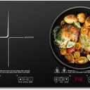 AMZCHEF Portable-Induction-Cooktop-2-Burner-ETL-Certified: 18 Power & 20 Temperature Levels Induction Burners 1800W, Independent Control,10-hour Timer, Safety Lock, Low Noise Electric Cooktops