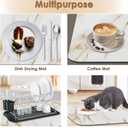 Arttown Coffee Mat for Countertops, Marble White Gold Dish Drying Mat 2 Pcs for Kitchen Bar Accessories, Fit Under Coffee Maker Espresso Machine Dish Rack Hide Stain Rubber Backed 12x19in