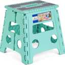 ACKO Folding Step Stool 13 Inch Stool Heavy Duty Plastic Foldable Step Stools for Kids, Stepping Stool with Handle, Suitable for Kitchen Hold Up to 300 LB (Teal 1PC)