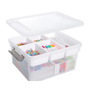 Citylife 17 QT Plastic Storage Box with Removable Tray Craft Organizers and Storage Clear Storage Container for Organizing Bead, Tool, Sewing, Playdoh