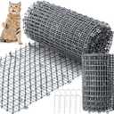 Sanwuta 2 Pcs 26.3 ft Cat Spike Mat Outdoor Cat Deterrent Mat with Spikes Prickle Strips Indoor Dog Digging Deterrent Anti Network Spikes with 10 Staples for Garden Fence(Gray)