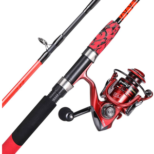 Sougayilang Spinning Reel and 2-Piece Fishing Rod Combo, Durable Graphite & Fiberglass Rod, Split-Grip Cork Handle,Right/Left Handle Position