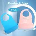 4 pieces adult bib Large silicone adult bibs with crumb catcher, adjustable waterproof clothes protector, Bibs for Elderly Women and Men, Senior Feeding Bibs - Unisex