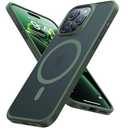 TORRAS Magnetic Shockproof for iPhone 15 Pro Case, [Military-Grade Drop Tested][Compatible with MagSafe] Translucent Hard PC Back with Silicone Slim Protective Cover Anti-Fingerprint, Green