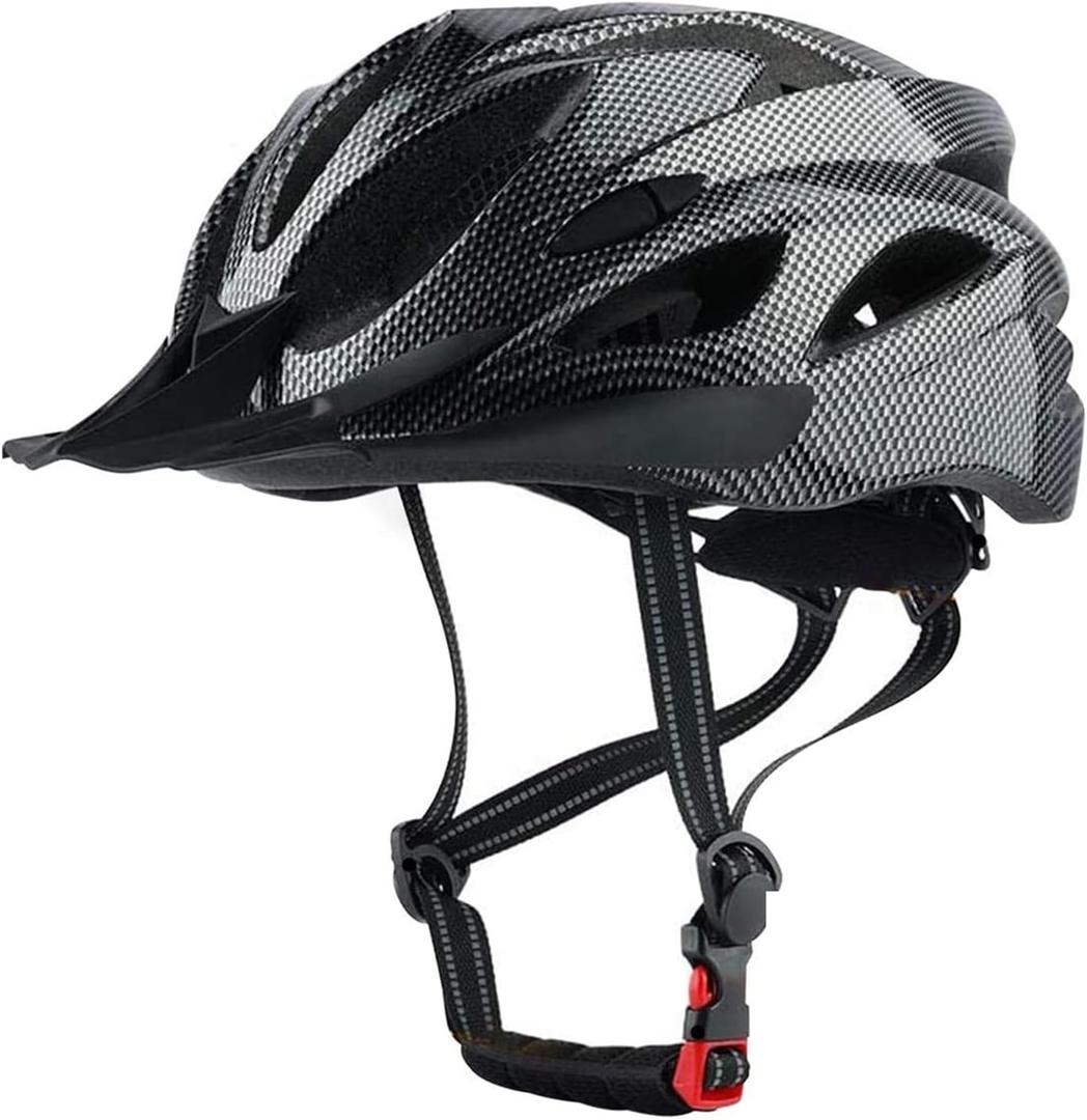 Adult Cycling Bike Helmet, Lightweight and Adjustable with Pads&Visor for Men and Women, Premium Quality Airflow Unisex Bike Helmet, Suggested Fit 58-61 cm (Black)