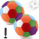 Libima 2 Pcs Soft Indoor Soccer Ball with Pump Felt Official Size 4 Kids Soccer Ball for Silent Dribble Training Inside Home Outdoor Yard for Boys Girls Pets Back to School Sport Gift (Multicolor)