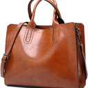 Leather Handbags and Purses Top Handle Designer Tote Bags Satchel Bags for Women, Brown