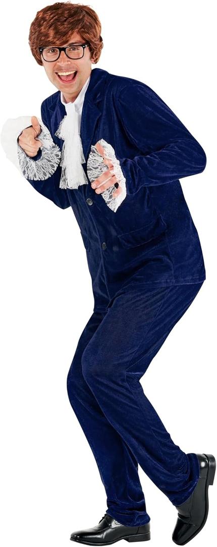 Morph Blue 60s Swinger Costume Groovy Costumes For Men 60s Costume For Men Halloween Costumes For Men Spy Costume Adult (XX-Large)