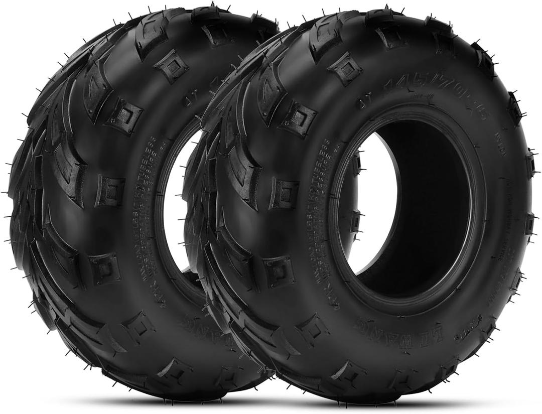 HIAORS 145/70-6 145 70-6 Tire Tubeless Compatible with Coleman CC100X CT100U GMB100 Baja Dirt Bug Doodle Bug DB30 Motovox MBX10 MBX11 Monster Moto MMB80 Mini Bike Kazuma 110cc ATV Quad Go Kart 2 Pack