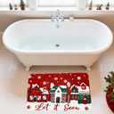 Christmas Rug Mat Winter Snowflake Xmas Village Bathmat Absorbent Bathroom Mat for Holiday Kitchen Living Room Decoration, 16.5 x 29.5 in