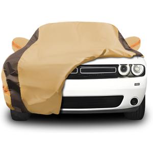Car Cover Waterproof All Weather Compatible with Dodge Challenger SXT, GT, Hellcat, R/T, SE, Daytona, SRT, SRT8, Outdoor Anti-UV Sun Rain Protection Full Exterior Cover