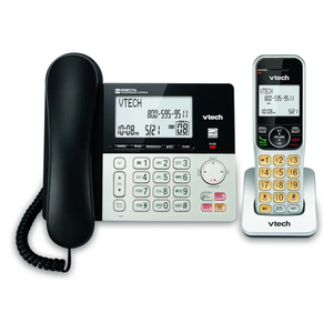 VTech VG208 DECT 6.0 Corded/Cordless Phone for Home with Answering Machine, Call Blocking, Caller ID, Large Backlit Display, Duplex Speakerphone, Intercom, LinePower(Silver/Black)