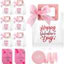SilTriangle 6 Pcs Galentine's Day Gift Bags Plastic Clear PVC Heart Valentine Bag with Handle Ribbon Card Reusable Transparent for Galentines Her Women Friend Birthday Gift 6.7x5.9x3.1 in