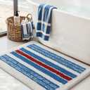 DEXI Striped Bath Mats for Bathroom 24x16, Washable Absorbent Bathroom Rugs with Non Slip Backing, Extra Soft Plush Microfiber Shower Rugs for Tub, Floor, Sink, Blue and Red
