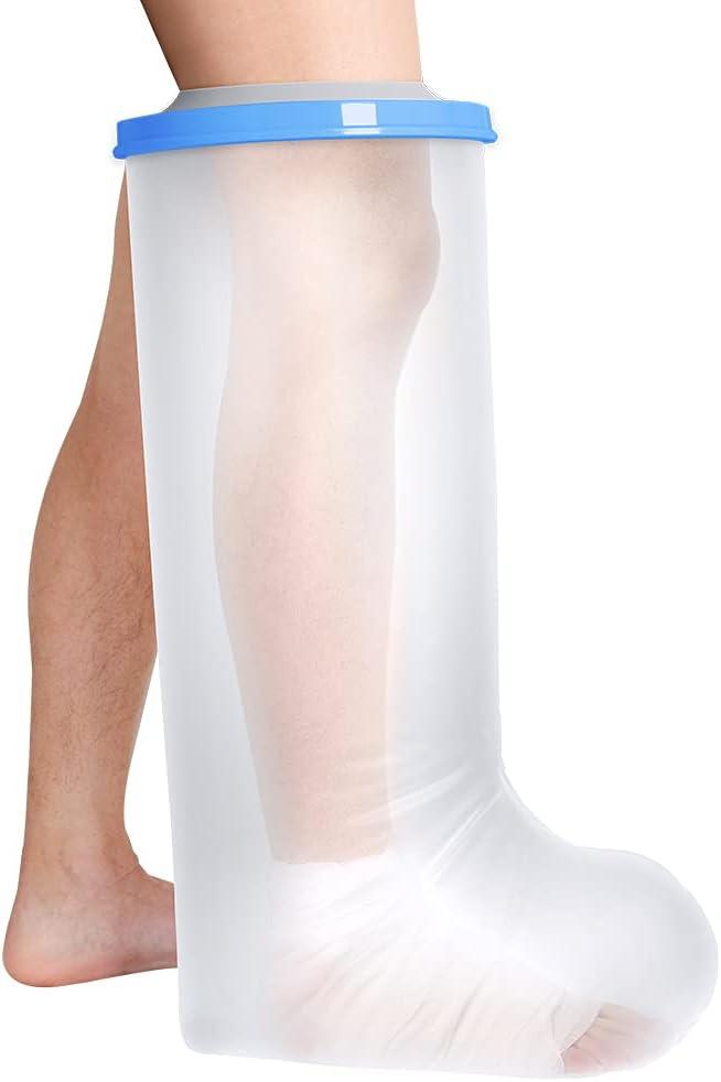 Bukihome Shower Watertight Foot Protector, Adult Leg Cast Covers, Extra Large Capacity Adult Thigh Tension & Super Waterproof Leg Protector, For Thigh size 21.65-23.23 inches (Clear)