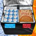 DEAYOU Insulated Food Delivery Bag for Bike, Pizza Delivery Bag with Divider and Rear Rack, Waterproof Thermal Catering Bag for Scooter, Motorcycle, 17.3"x12.6"x13.4", 48L Fit 12'' Pizza Box, Foldable