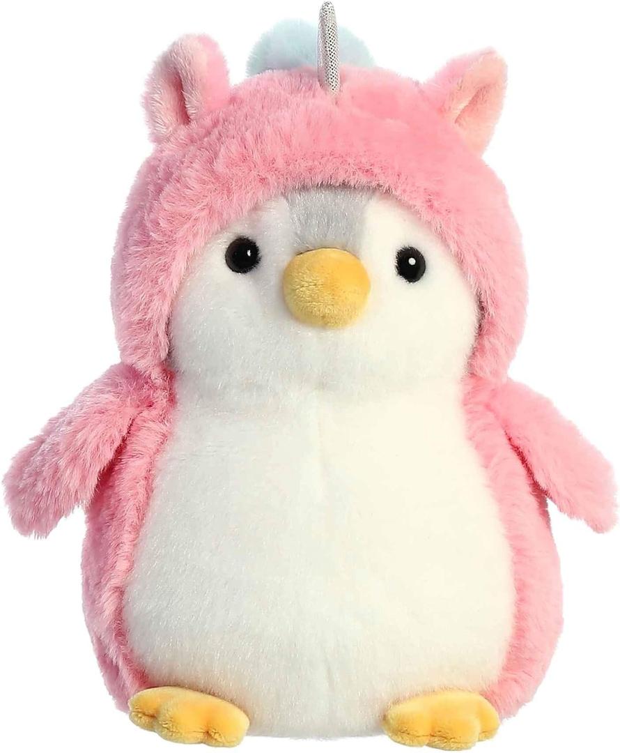 Aurora Playful Pompom Penguin Unicorn Stuffed Animal - Vibrant Companions for Warm Cuddles - Perfect for Adults, Kids, and Birthdays - Pink 7 Inches