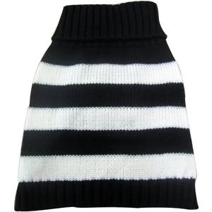 Turtleneck Stripes Pro Pet Clothes Dog Wool Classic Sweaters (Black &White Stripe, XXL)