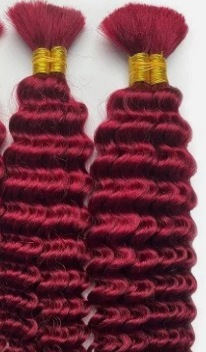 Deep Wave Bulk Braiding Hair for Boho Braids  2 Bundles Red Curly Boho Hair for Braiding No Weft Wet and Wavy Hair Extensions Red