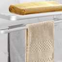 Towel Rack for Bathroom, Bath Towel Holder with Double Towel Bar and Fold-able Towel Shelf, Rustproof Towel Organizer Wall Mounted Towel Storage Hanger for Bath/Balcony/Lavatory(16In Sliver)