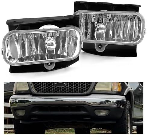 HECASA Fog Light Assembly Compatible with 1999-2004 Ford F-150 F-250 Expedition Heritage Replacement for FO2591105 W/Halogen Bulb Fog Lamps Clear Lens Driver & Passenger Side