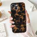 Compatible with iPhone 15 Case 6.1 inch,Tortoise Shell Retro Amber Brown Cheetah Print Leopard, Classic Soft TPU Protective Shockproof Case for iPhone 15