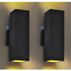 Dawn to Dusk Outdoor Light Fixtures Wall Mount 2 Pack, LED Modern Up Down Lighting Outdoor Wall Sconce Lights 2700k, 13" Black Outside exterior lights for House Porch Garage,IP65,UL Listed (Black)