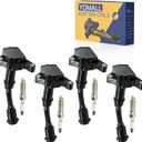 4PCS UF735 Ignition Coils + 4PCS 91924 Iridium Spark Plugs Ignition Coils Pack Fits for 2017-2019 Escape, 2014-2020 Fusion 1.5L 1499CC 91Cu. In. l4, Coil Pack Set Aftermarket Parts