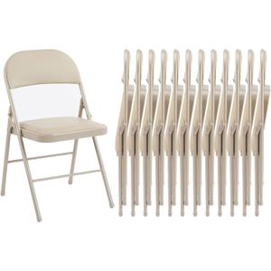 Sweetcrispy Folding Chair 12 Pack, Leather Padded Folding Chairs, Sturdy Metal Foldable Chairs, Easy to Use and Store, Outdoor and Indoor, for Home, Office, Party, Comfy