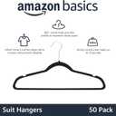 Slim Velvet Non-Slip Space Saving Suit Clothes Hangers, Closet Organizer, Black, 50-Pack