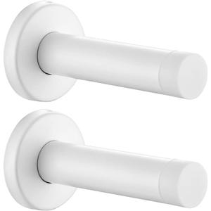 JQK Door Stopper White, 304 Stainless Steel Thicken 1mm Sound Dampening Door Stop Bumper Wall Protetor 2 Pack, DSB5-WH-P2