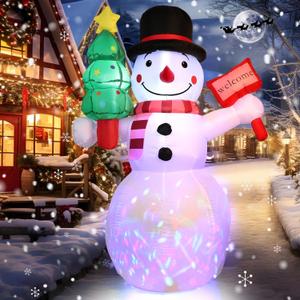 5Ft Christmas Inflatables Outdoor Decorations, Christmas Blow up Snowman with LED Lights, Winter Outside Decor for Holiday Party Yard Patio Garden Lawn, Xmas Tree