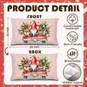 Red Stripes Christmas Gnome Pillow Covers 12x20 Inches,Red Truck Christmas Decor for Bedroom Living Rooms,Vintage Farmhouse Holiday Xmas Lumbar Cushion Covers for Couch Bed