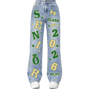 Gersoniel Class of 2026 Senior Iron on Transfers for Jeans Graduation Heat Transfer Stickers 2026 Senior Gift Decorations Iron on Patches for Backpack Jacket T-Shirt DIY Crafts(Green, Yellow)