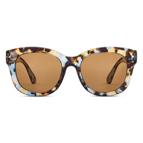 Peepers by PeeperSpecs Women's Center Stage Sun Soft Square Sunglasses, Blue Quartz, +3.00